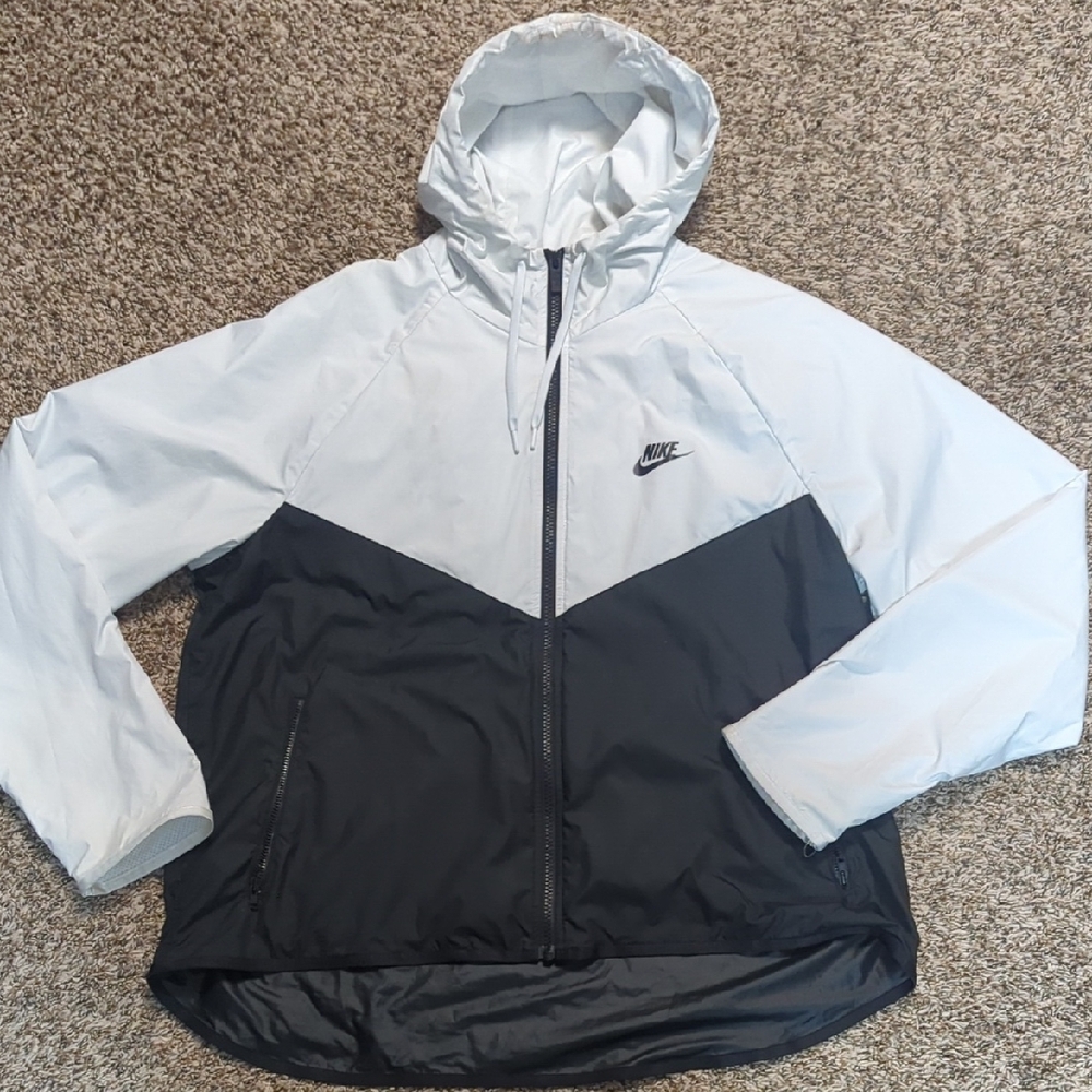 Nike Black and Gray Windbreaker Jacket with Hood